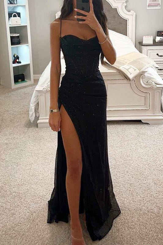 Elena | Women’s Sequin Corset Gown High Slit